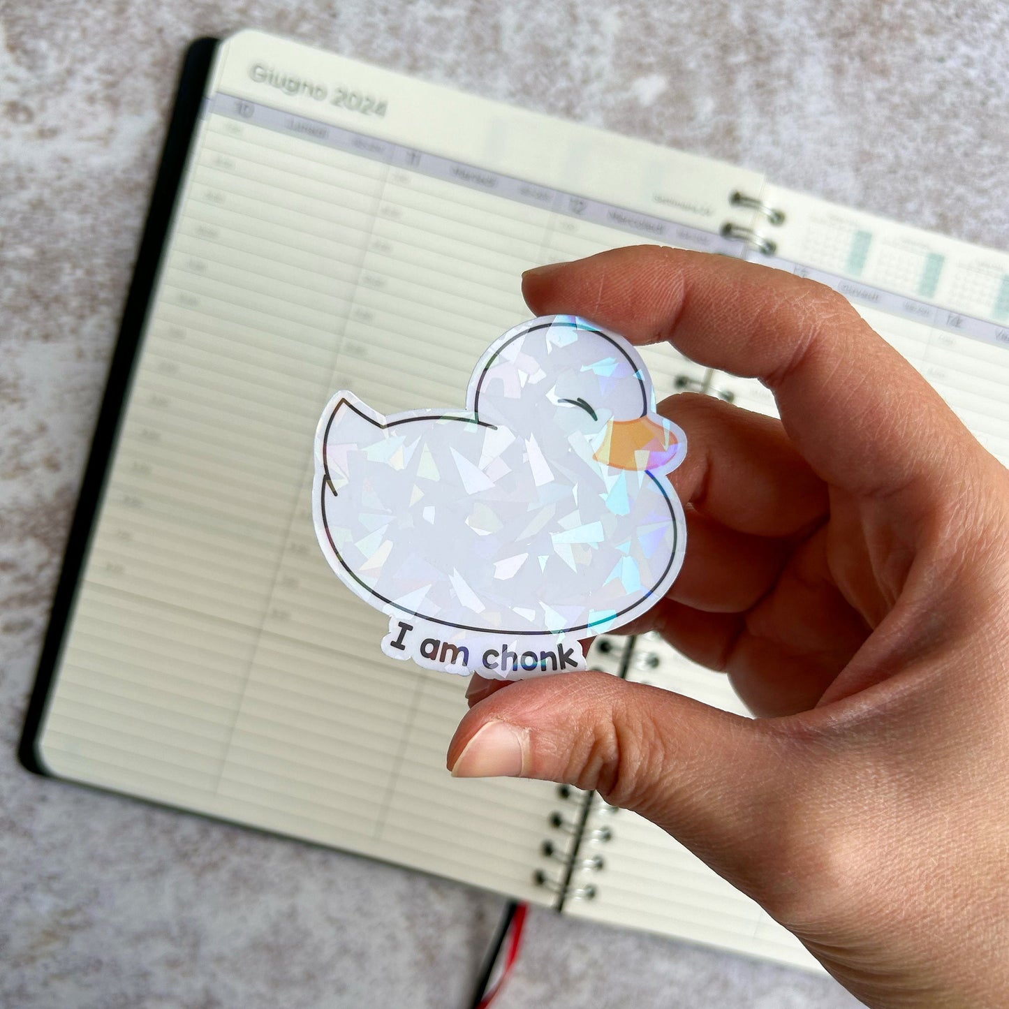 I am chonk duck holographic die cut sticker | bujo | cute stationery | journaling sticker | vinyl sticker | laptop sticker