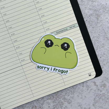 Sorry I frogot frog die cut sticker | bujo | cute stationery | journaling sticker | vinyl sticker | laptop sticker | relatable puns