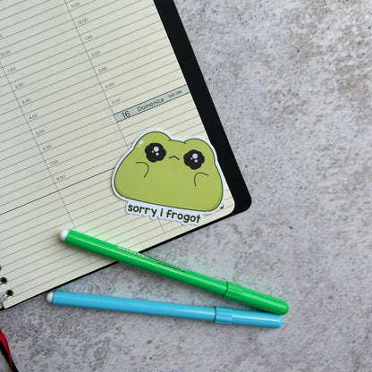 Sorry I frogot frog die cut sticker | bujo | cute stationery | journaling sticker | vinyl sticker | laptop sticker | relatable puns