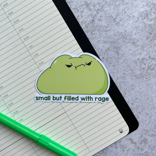 Small but filled with rage frog die cut sticker | bujo | cute stationery | journaling sticker | vinyl sticker | laptop sticker