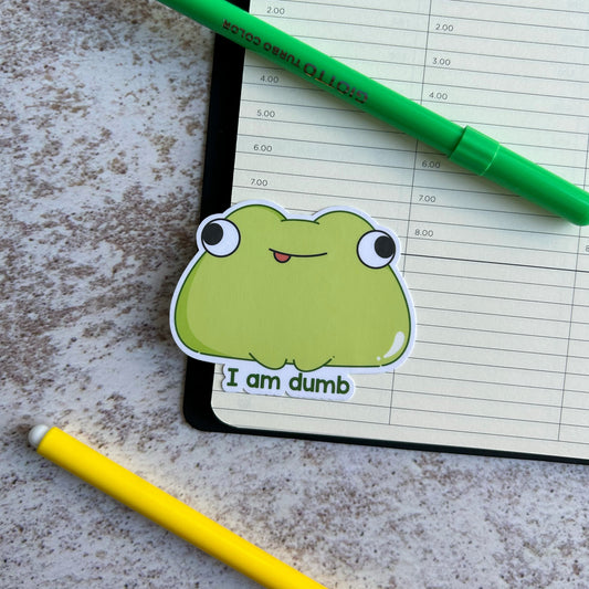 I am dumb frog die cut sticker | bujo | cute stationery | journaling sticker | vinyl sticker | laptop sticker | relatable puns