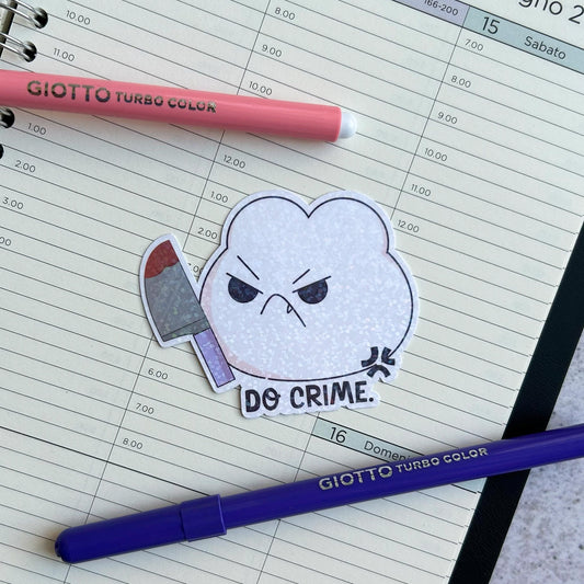 Do crime bunny holographic die cut sticker | bujo | cute stationery | journaling sticker | vinyl sticker | laptop sticker