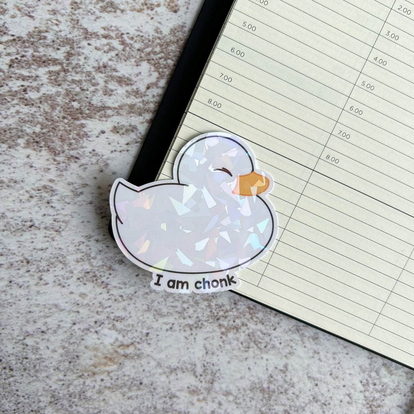 I am chonk duck holographic die cut sticker | bujo | cute stationery | journaling sticker | vinyl sticker | laptop sticker