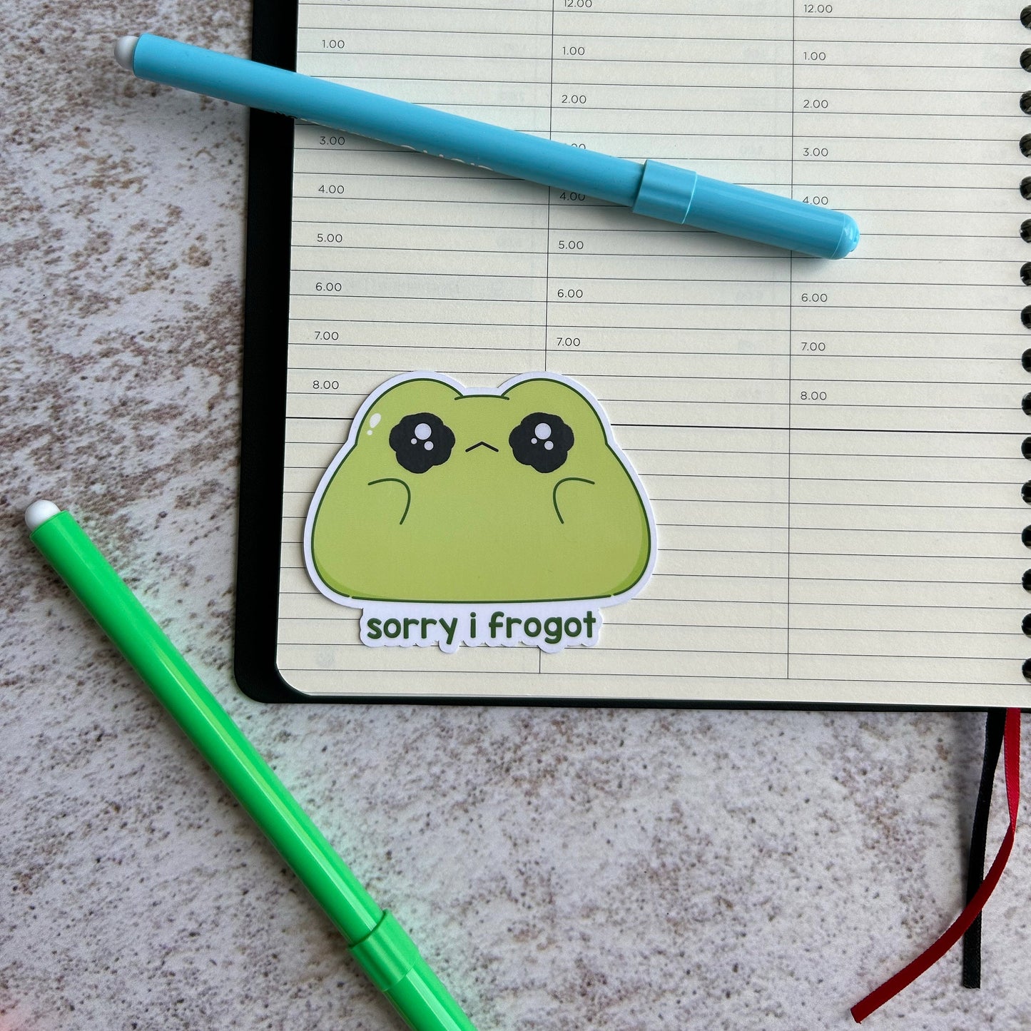 Sorry I frogot frog die cut sticker | bujo | cute stationery | journaling sticker | vinyl sticker | laptop sticker | relatable puns