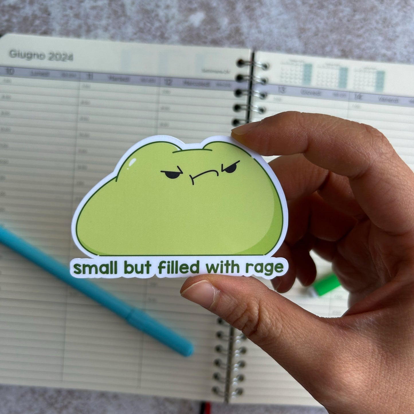 Small but filled with rage frog die cut sticker | bujo | cute stationery | journaling sticker | vinyl sticker | laptop sticker