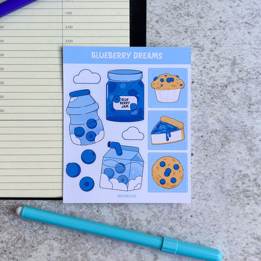 Blueberry dreams sticker sheet | bujo | cute stationery | journaling sticker | spring stickers | pastel stickers | scrapbook stickers