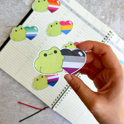 Asexual pride heart frog die cut sticker | bujo | cute stationery | journaling sticker | vinyl sticker | laptop sticker | LGBTQIA+