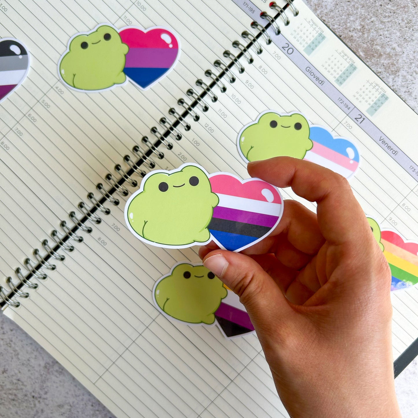 Genderfluid pride heart frog die cut sticker | bujo | cute stationery | journaling sticker | vinyl sticker | laptop sticker | LGBTQIA+