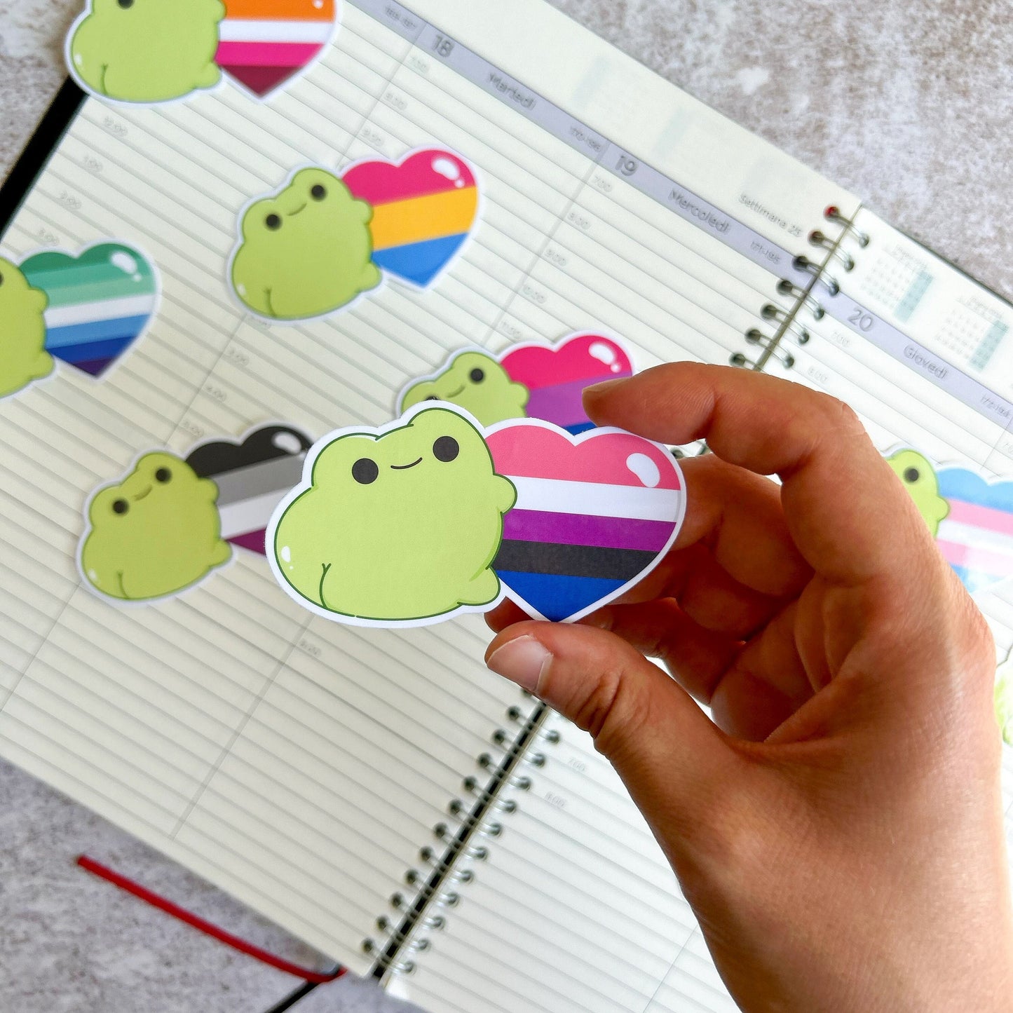 Genderfluid pride heart frog die cut sticker | bujo | cute stationery | journaling sticker | vinyl sticker | laptop sticker | LGBTQIA+
