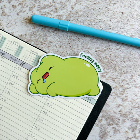 Feeling eepy frog die cut sticker | bujo | cute stationery | journaling sticker | vinyl sticker | laptop sticker