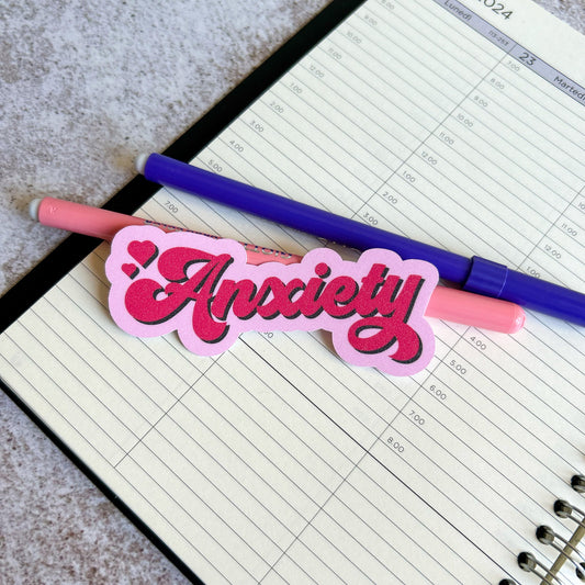 Anxiety die cut sticker | glitter lamination | bujo | cute stationery | journaling sticker | vinyl sticker | laptop sticker | quote sticker