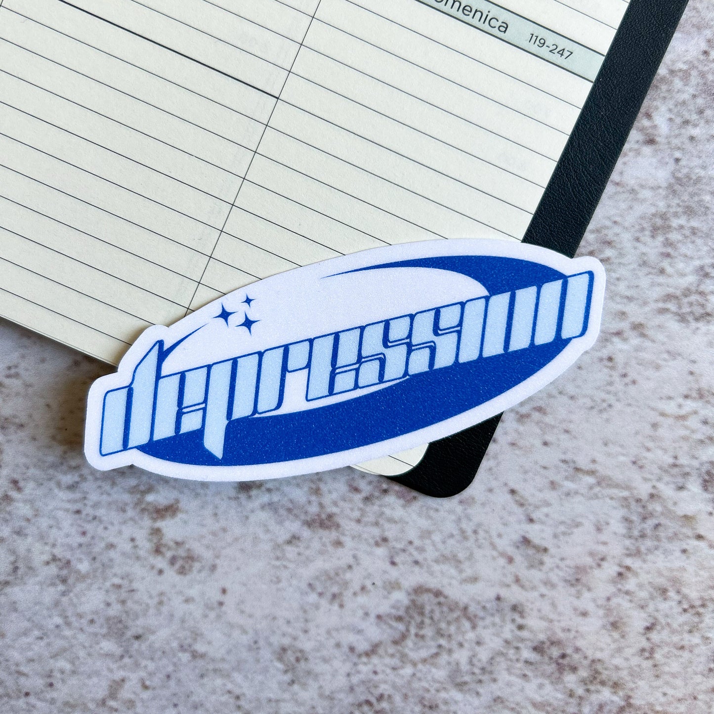 Depression die cut sticker | glitter sticker | bujo | cute stationery | journaling sticker | vinyl sticker | laptop sticker | Y2K sticker