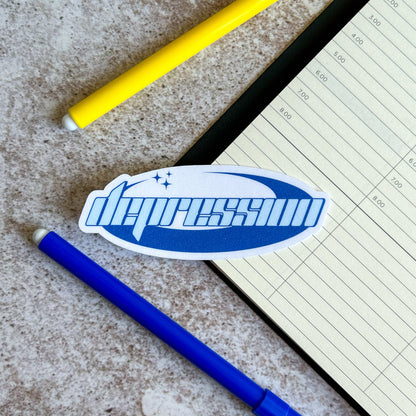 Depression die cut sticker | glitter sticker | bujo | cute stationery | journaling sticker | vinyl sticker | laptop sticker | Y2K sticker