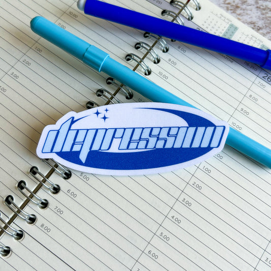 Depression die cut sticker | glitter sticker | bujo | cute stationery | journaling sticker | vinyl sticker | laptop sticker | Y2K sticker