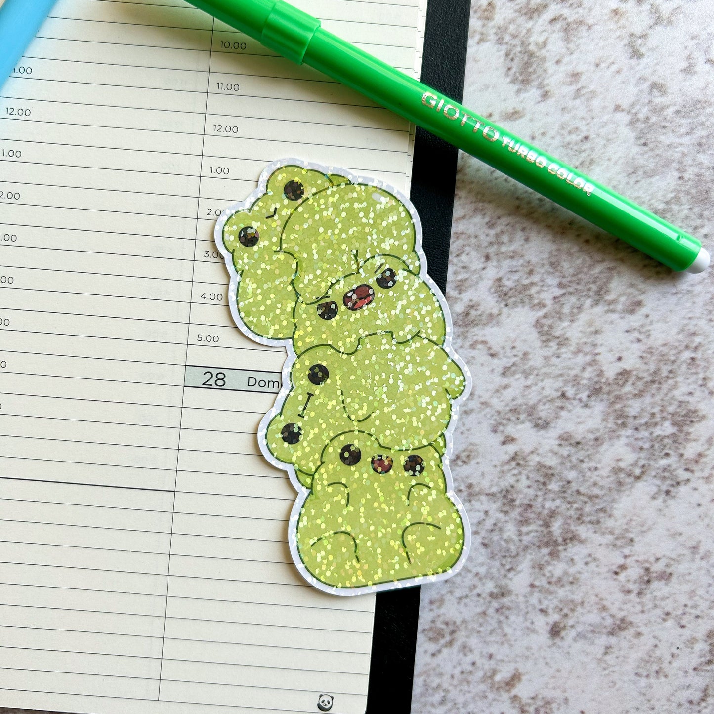 Frog tower die cut holographic sticker | bujo | cute stationery | journaling sticker | vinyl sticker | laptop sticker