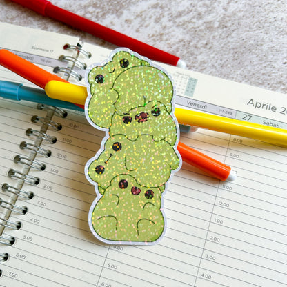 Frog tower die cut holographic sticker | bujo | cute stationery | journaling sticker | vinyl sticker | laptop sticker