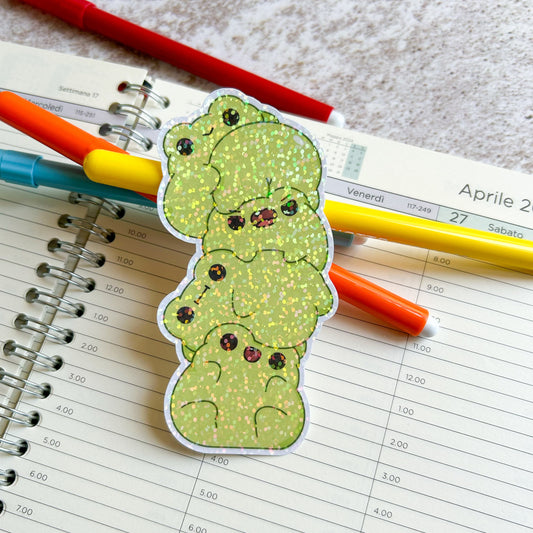 Frog tower die cut holographic sticker | bujo | cute stationery | journaling sticker | vinyl sticker | laptop sticker
