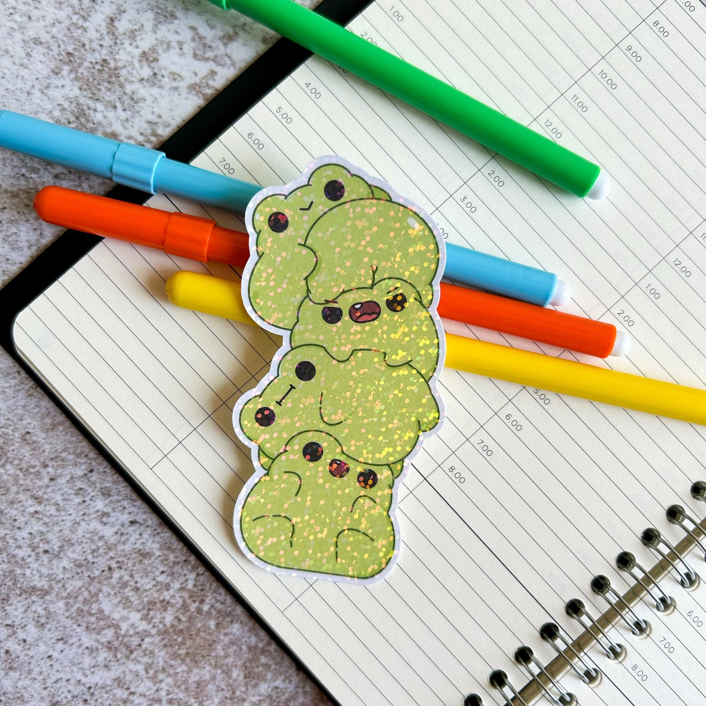 Frog tower die cut holographic sticker | bujo | cute stationery | journaling sticker | vinyl sticker | laptop sticker