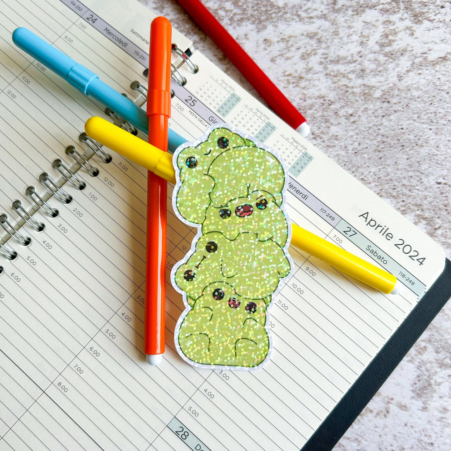 Frog tower die cut holographic sticker | bujo | cute stationery | journaling sticker | vinyl sticker | laptop sticker