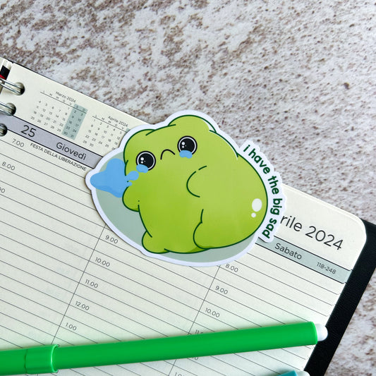 I have the big sad frog die cut sticker | bujo | cute stationery | journaling sticker | vinyl sticker | laptop sticker